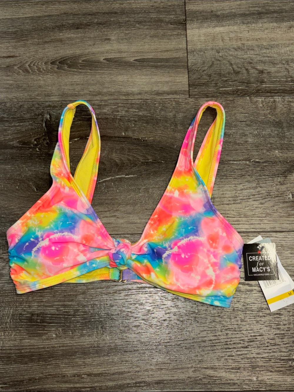 NWT California Waves  Bikini Top in Neon Tie-Dye, sz M